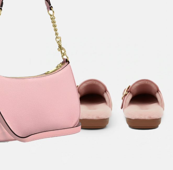 Pink Blossom Bag + Mule Set